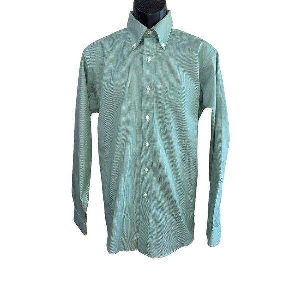 Brooks Brothers Mens Green Non-Iron Dress Shirt 15.5 34/35 Button-Down Long Slee - Picture 2 of 9